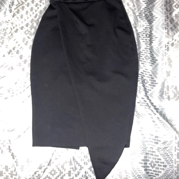 Black Strapless Asymmetrical Cocktail Dress - Picture 3 of 3